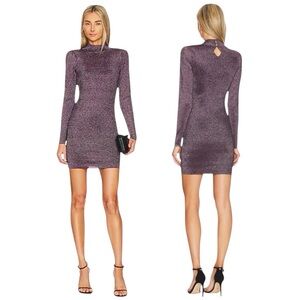 ASTR the Label Metallic Knit Mock Neck Bodycon Mini Dress NWT Size L